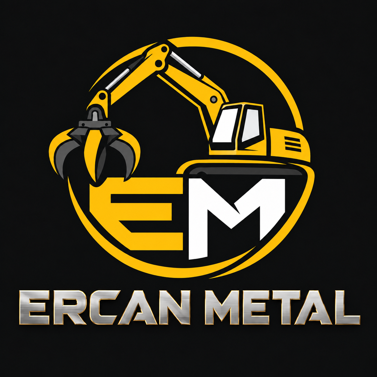 Ercan Metal iş makinesi ve EM amblemli logo